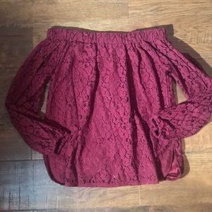 Off the shoulder red lace top